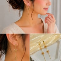 小花ビーズロングピアス