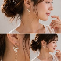 ニュアンスウェーブ×パールロングピアス