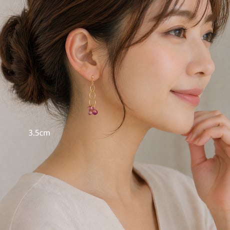 ピンクドロップ×フックピアス