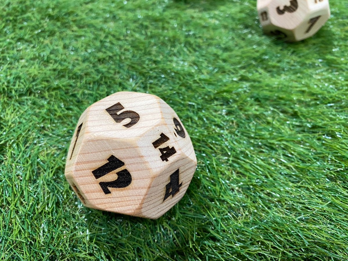 18面体 木製サイコロ［数字：1～18］ 1個 日本製 国産ヒノキ