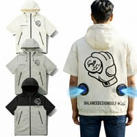 1.空調服 ファン付きジャケット メンズ ゴルフウェア 夏用 冷却服 空調ウェア フード付き 軽量 薄手 熱中症対策 大きいサイズ M-5L (※バッテリー別売り)