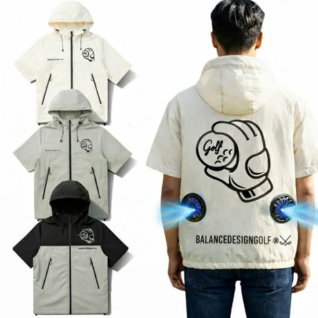 1.空調服 ファン付きジャケット メンズ ゴルフウェア 夏用 冷却服 空調ウェア フード付き 軽量 薄手 熱中症対策 大きいサイズ M-5L (※バッテリー別売り)