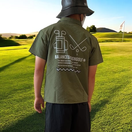 ボタンシャツ　カーキ　ポリエステルシャツ　 M L 2L 3L 4L 5L