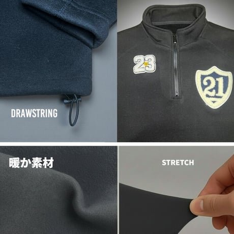 BALANCEDESIGN ゴルフシャツ メンズ 裏起毛 ZIP 長袖 モックネック 超ストレッチ インナー アンダーシャツ M-5L 大きいサイズ対応 ブラック ホワイト スポーツシャツ