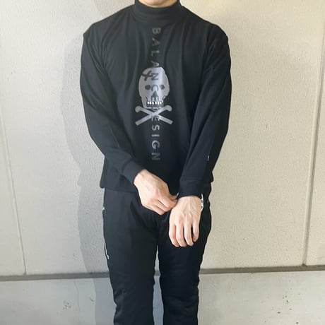 a27 １枚でラウンドダークスカルインナー　ハイネックシャツ 超ストレッチ ジャンボサイズ ゴルフシャツ 春コーデ トップス メンズ モックネック