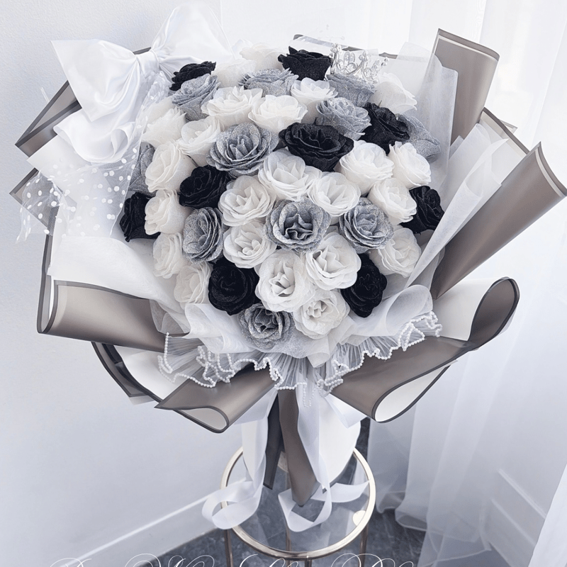 グリッターローズ 青と銀色のグリッターローズ花束 | 話題の花屋AlleyGiftが手掛ける