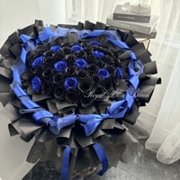 Royal Blue Black ❤︎ Glitter Roses ❤︎ Heart Dress Bouquet