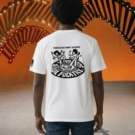 SOULFUCKTRY Tシャツ モノクロ バックプリント 半袖 赤 メンズ レディース ストリート