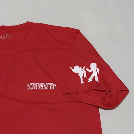 SOULFUCKTRY Tシャツ モノクロ バックプリント 半袖 赤 メンズ レディース ストリート