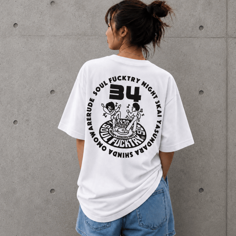 【予約８月中旬お届け予定】SOUL FUCKTRY 生誕34周年記念 安否確認 Tシャツ(WHITE)