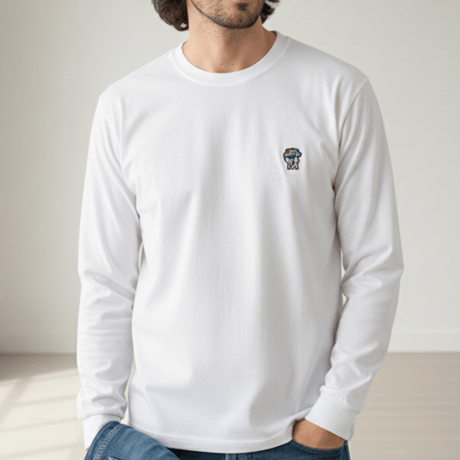 SOULFUCKTRY Tシャツ 刺繍 ワンポイント 長袖 白 メンズ レディース ストリート
