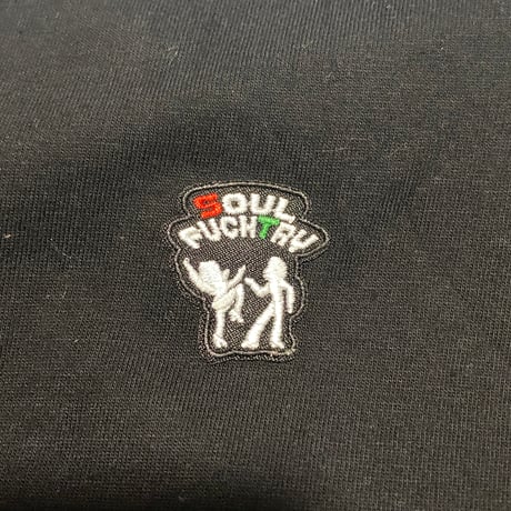 SOULFUCKTRY Tシャツ 刺繍 ワンポイント 長袖 黒 メンズ レディース ストリート