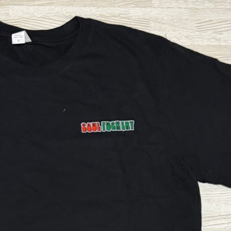 SOULFUCKTRY Tシャツ モノクロ ワンポイント 半袖 黒 メンズ レディース ストリート