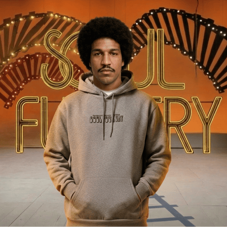 SOULFUCKTRY パーカー フーディー モノクロロゴ フロントロゴ バックプリント グレー メンズ レディース ストリート