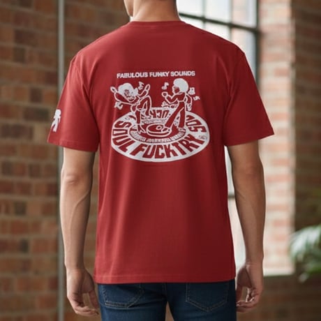 SOULFUCKTRY Tシャツ モノクロ バックプリント 半袖 赤 メンズ レディース ストリート