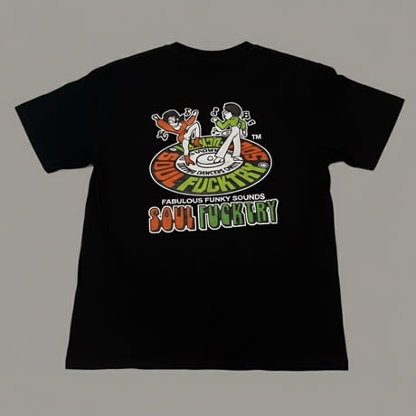 SOULFUCKTRY Tシャツ  胸元ロゴ バックプリント 半袖 黒 メンズ レディース ストリート
