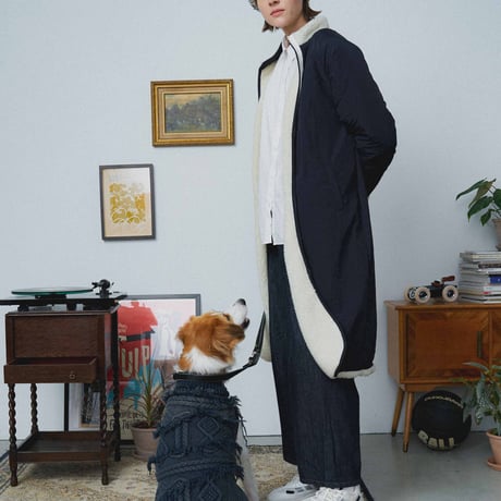 302 Washed Distressed Patchwork Pet Sweater, Dark Blue