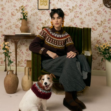 510 Fancy yarn pet neck warmer with crochet furry edge