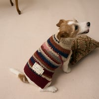 502 Cross-striped pet knitwear with hand embroidery