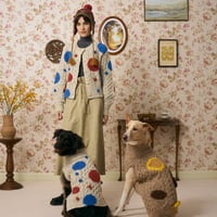 504 Cable & Intarsia dot pet knitwear with hand embroidery