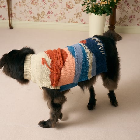 503 Intarsia landscape pet knitwear with hand embroidery