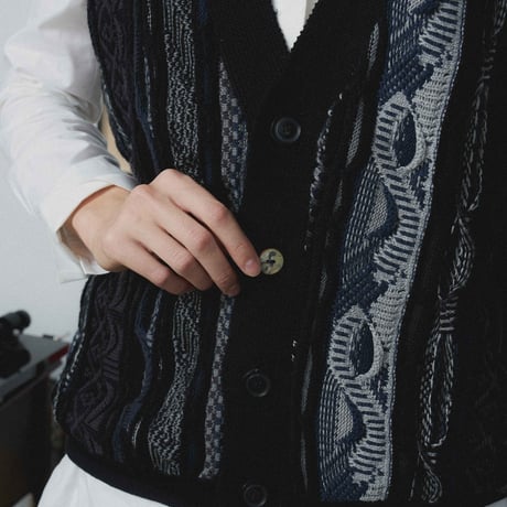313 Vintage Multi-Weave Knit Cardigan Vest