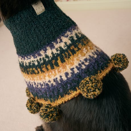 512 Loop-stitch pet neck warmer with pompom