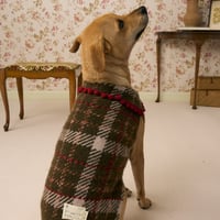 506 Checked-pattern pet knitwear with hand embroidery & crochet edge