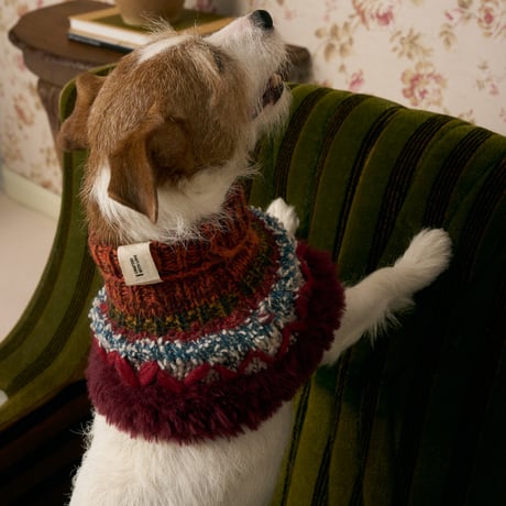 510 Fancy yarn pet neck warmer with crochet furry edge