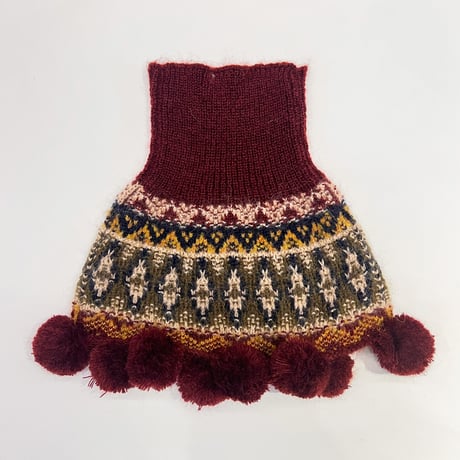 516 Yoke-pattern pet neck warmer with  pompom