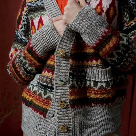 314 Retro Faux Card Knit Cardigan Jacket