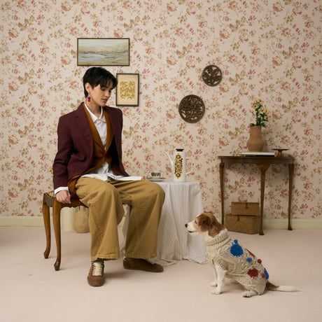 504 Cable & Intarsia dot pet knitwear with hand embroidery