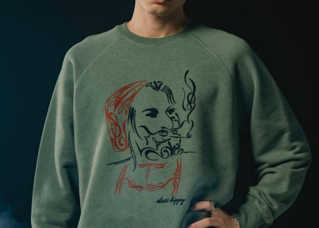 【DRESS HIPPY/ドレスヒッピー】　Mr. Smoke SWEAT　H.GREEN