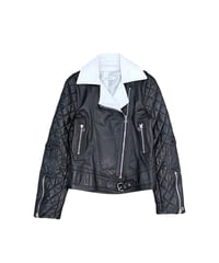 JW Anderson Quilted Sleeve Contrast Collar Leather Biker Jacket