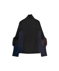 Junya Watanabe Feather Cuff High-Neck Knit Sweater
