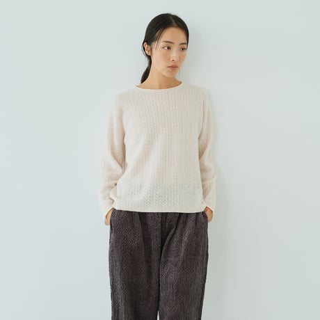 カシミヤ100％ レースプルオーバー