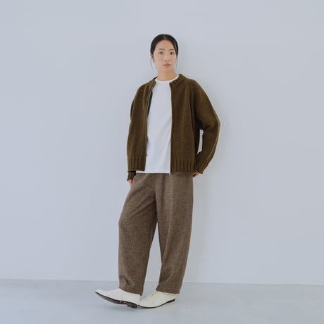 ヘリンボーン サイドボタン ウールツイードパンツ