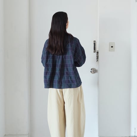 フロントフリル チェックシャツブラウス