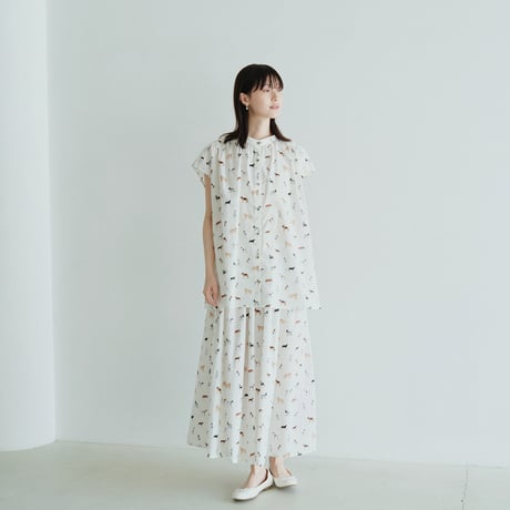 ドッグプリント ノースリーブシャツ