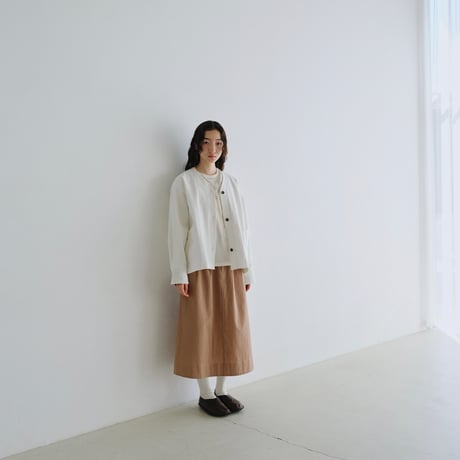 岡山ホワイトデニム ミニマルVネックボックスショートジャケット