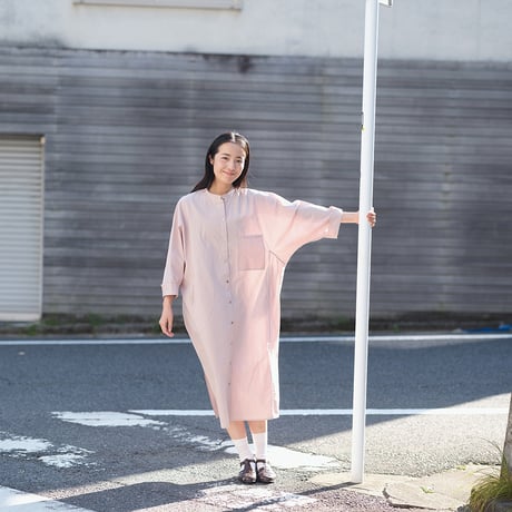 綿細チェック ドルマンスリーブシャツワンピース