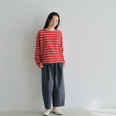 ボーダードロップショルダー長袖Tシャツ