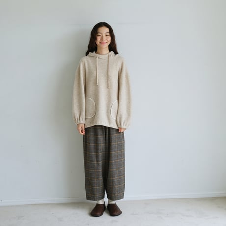 チェック柄ワイドバルーンパンツ