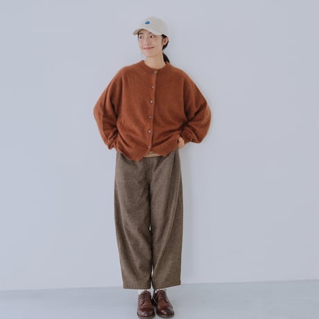 ヘリンボーン サイドボタン ウールツイードパンツ