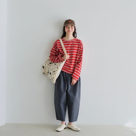 ボーダードロップショルダー長袖Tシャツ