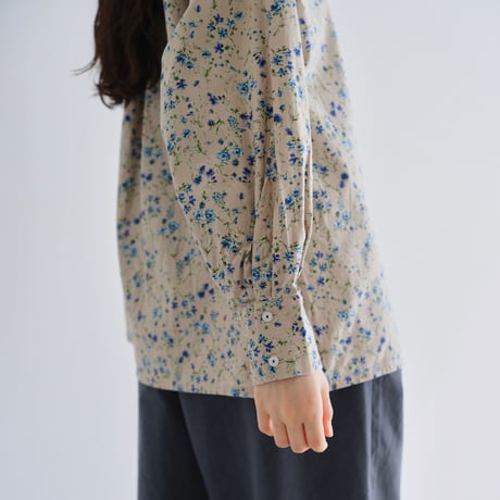 コットン小花柄シャツ