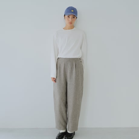 ヘリンボーン サイドボタン ウールツイードパンツ