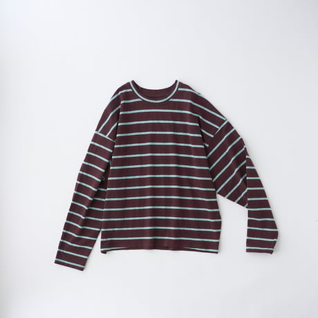 ボーダードロップショルダー長袖Tシャツ