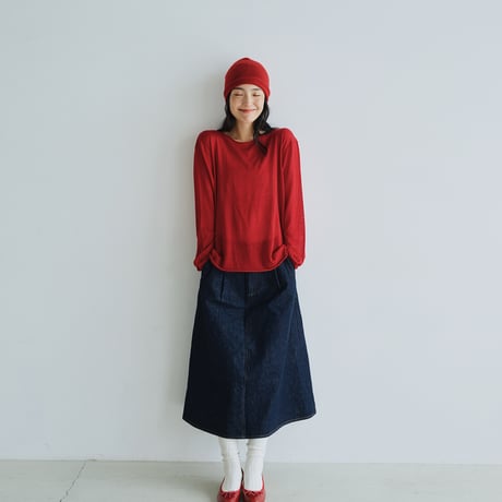 微光沢三色ニットプルオーバー