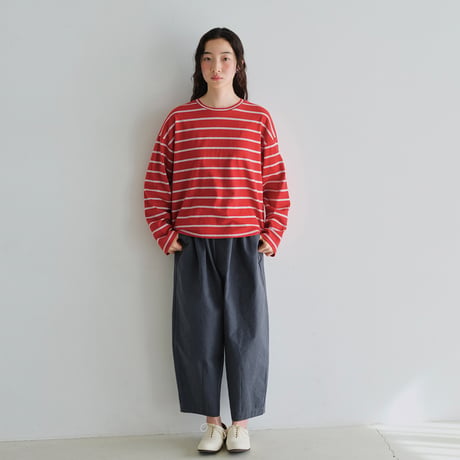 ボーダードロップショルダー長袖Tシャツ